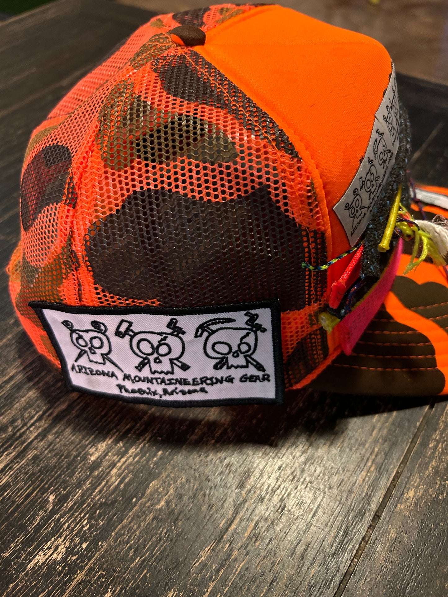 Orange Camo-webbing & cord hat